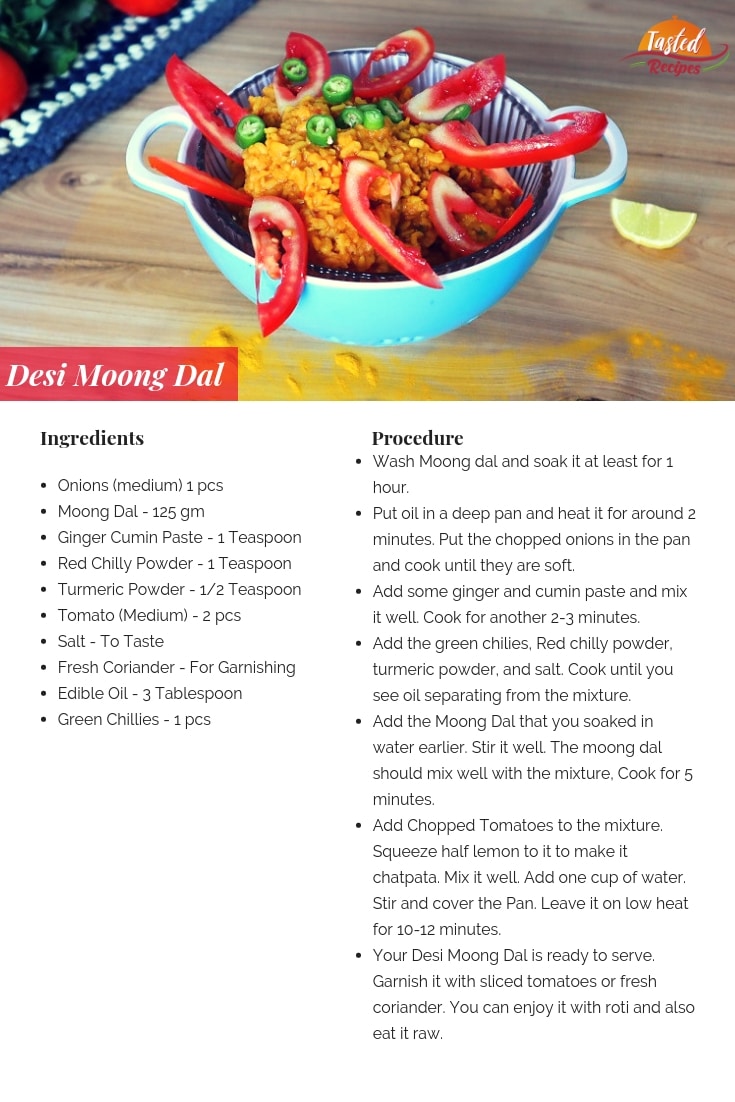Desi Moong Dal Recipe Card
