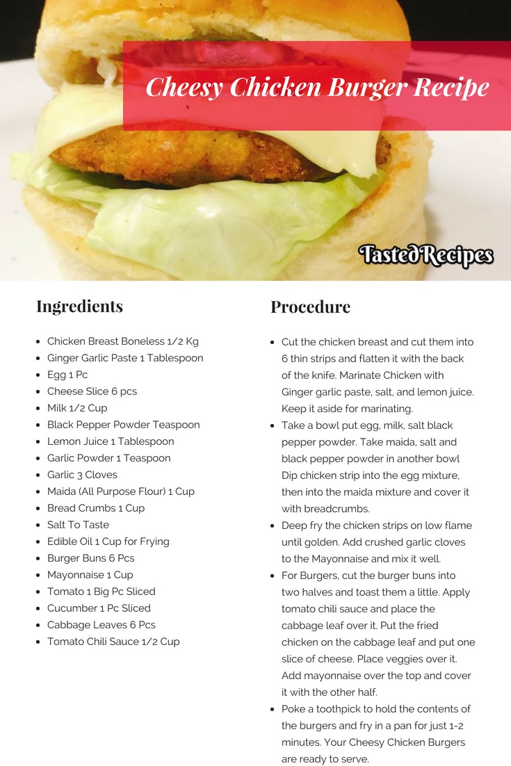 Chicken Burger Chicken Burger Recipe Tasted Recipes