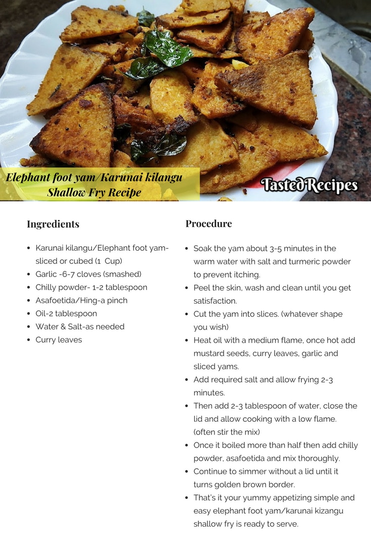 Elephant foot yam:Karunai kilangu Shallow Fry Recipe