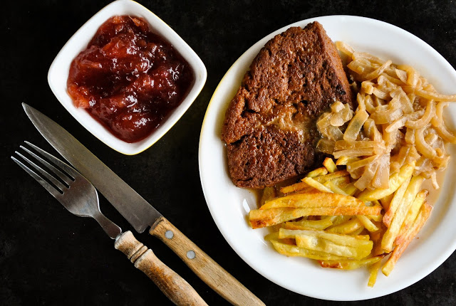 Homemade vegan seitan steak