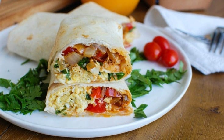 Veg egg burrito with scrambled egg