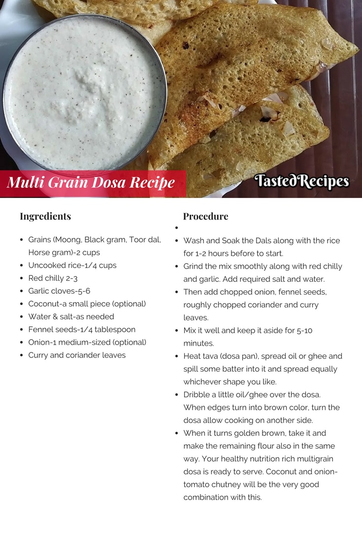 multi-grain dosa recipe
