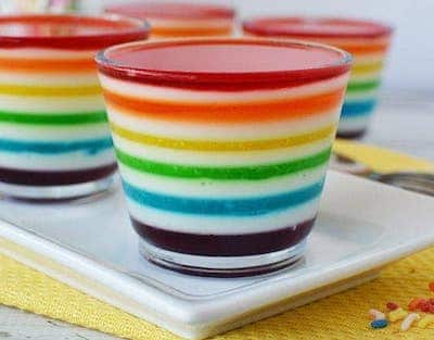 rainbow layered jello cups