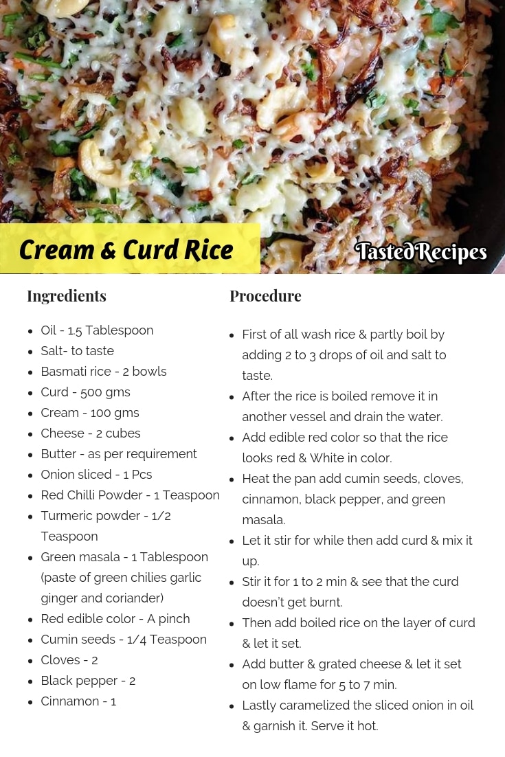 cream and curd rice