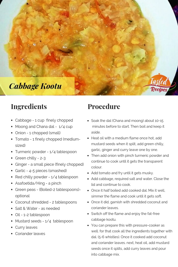 cabbage kootu