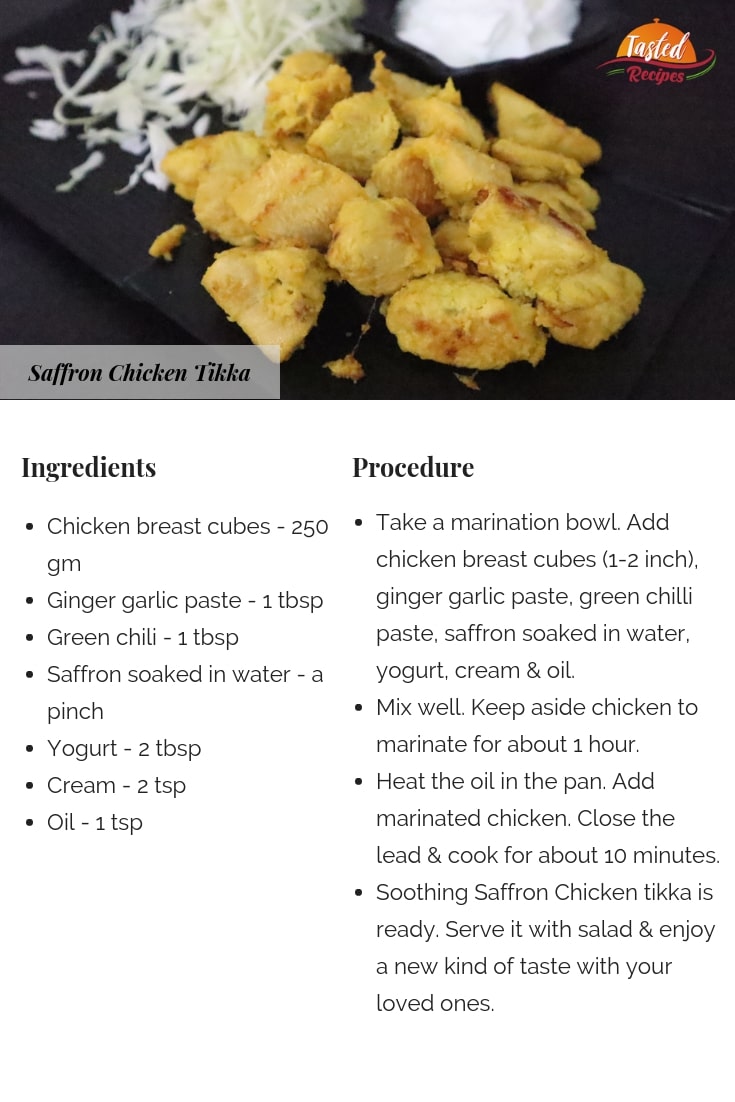 Saffron chicken tikka