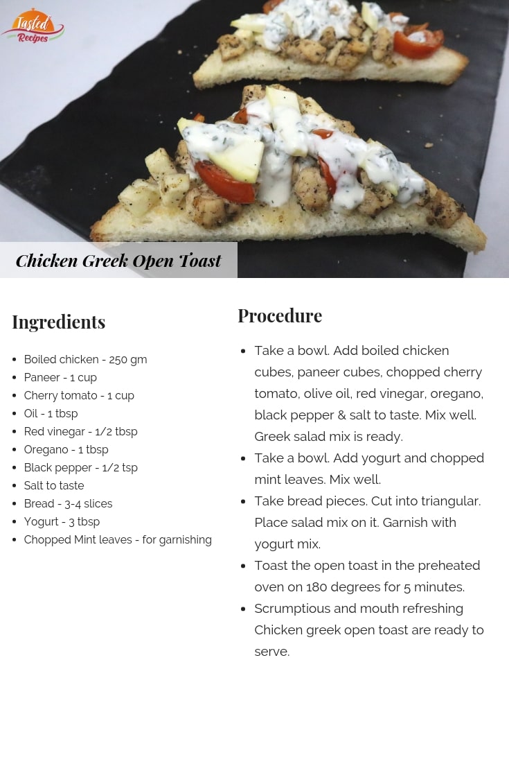 chicken greek open toast