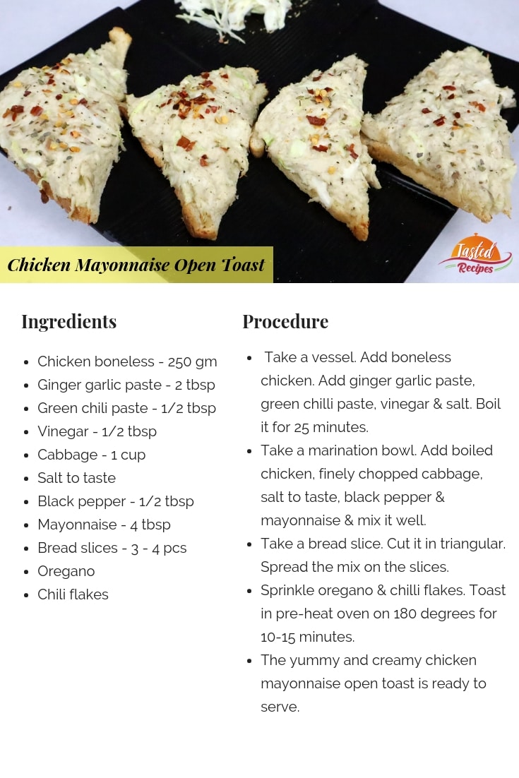 chicken mayonnaise open toast