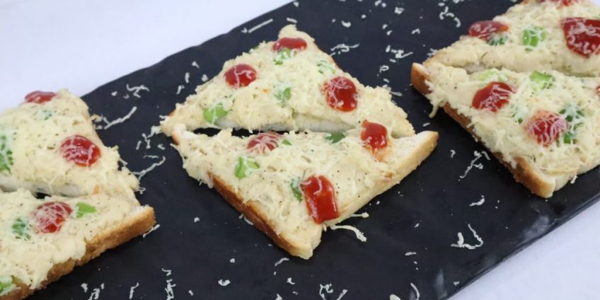 chicken alfredo open toast