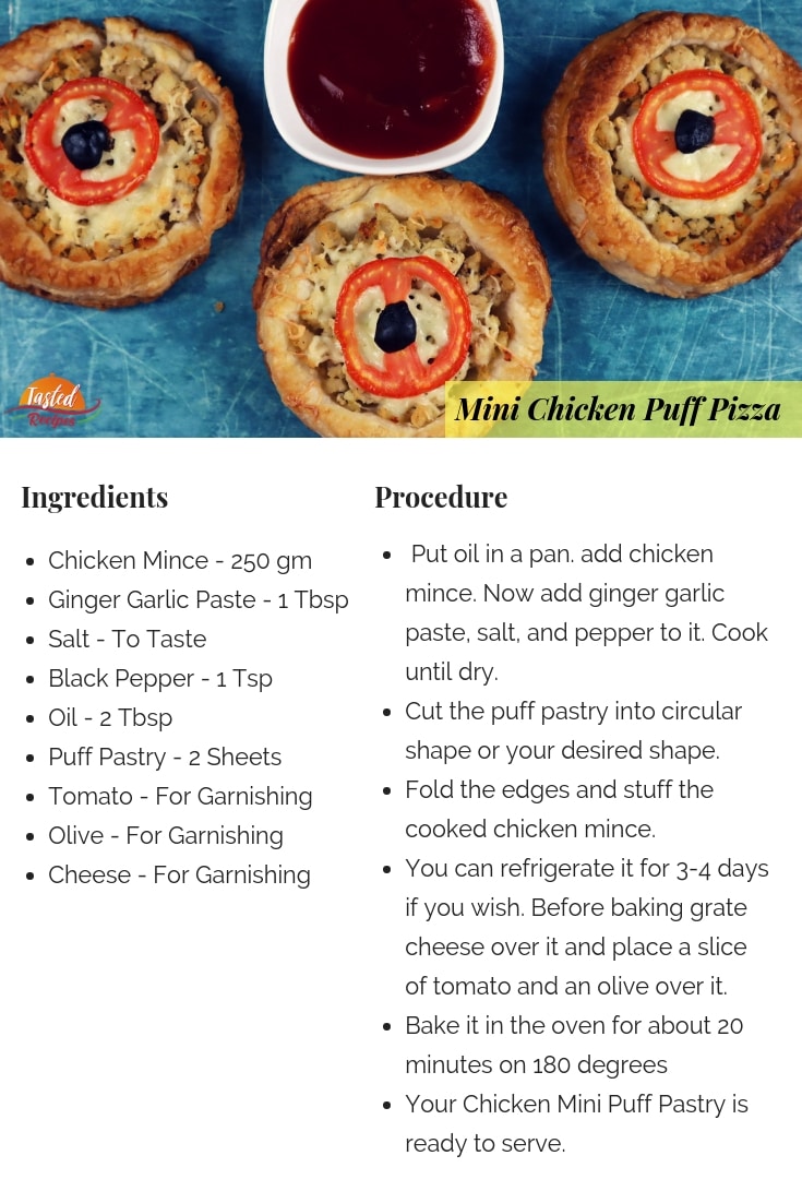 mini chicken puff pizza