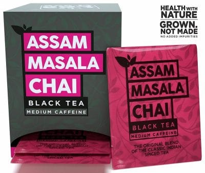 The Tea Trove Assam Black Masala Chai Tea Bags, Organic Cinnamon, Cardamom, Clove and Ginger for Rich and flavorful Hot Indian Slim Tea or Iced chi Tea for