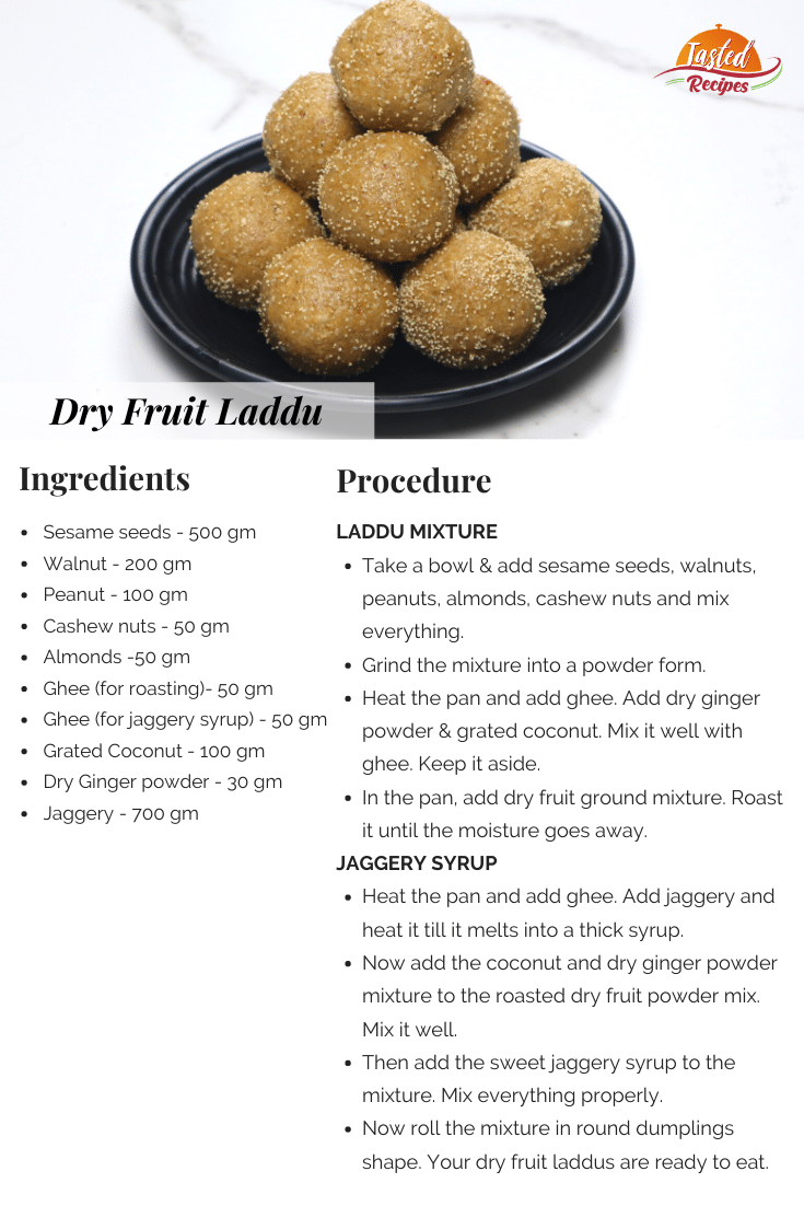 Dry Fruit Laddu Recipe Card