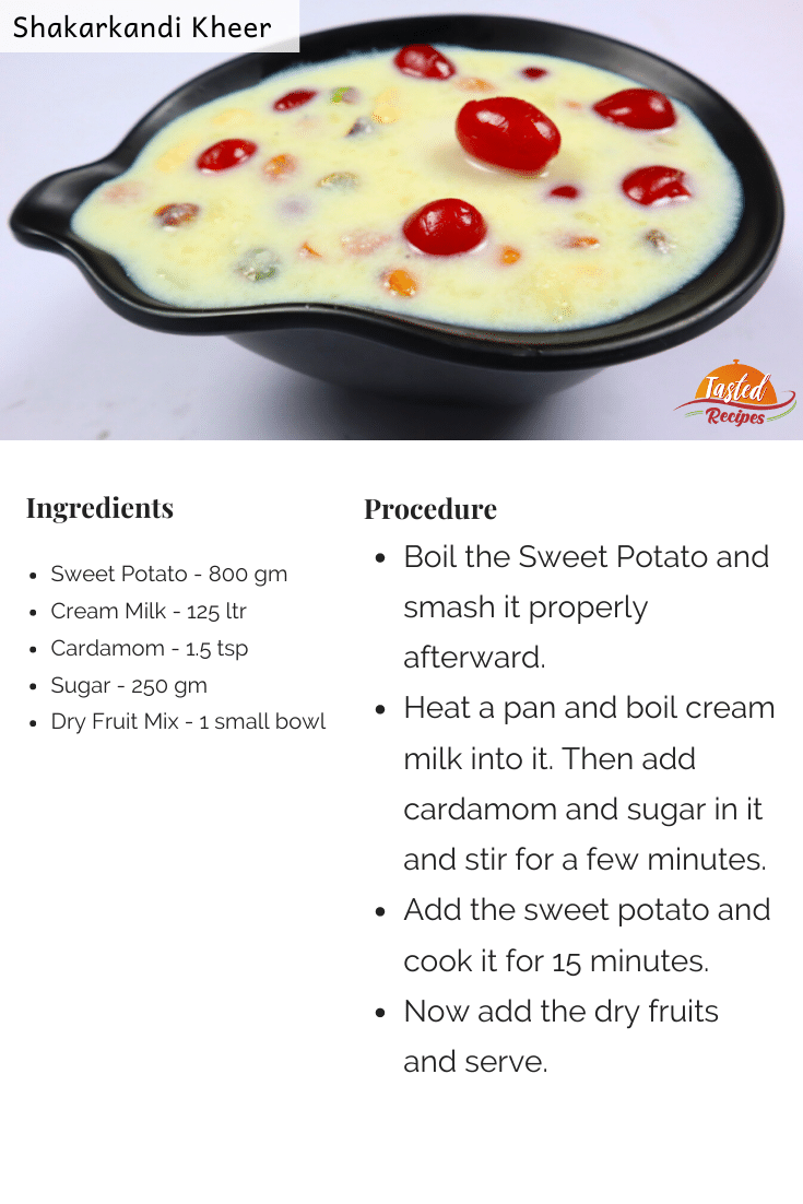 Shakarkandi Kheer Recipe Card