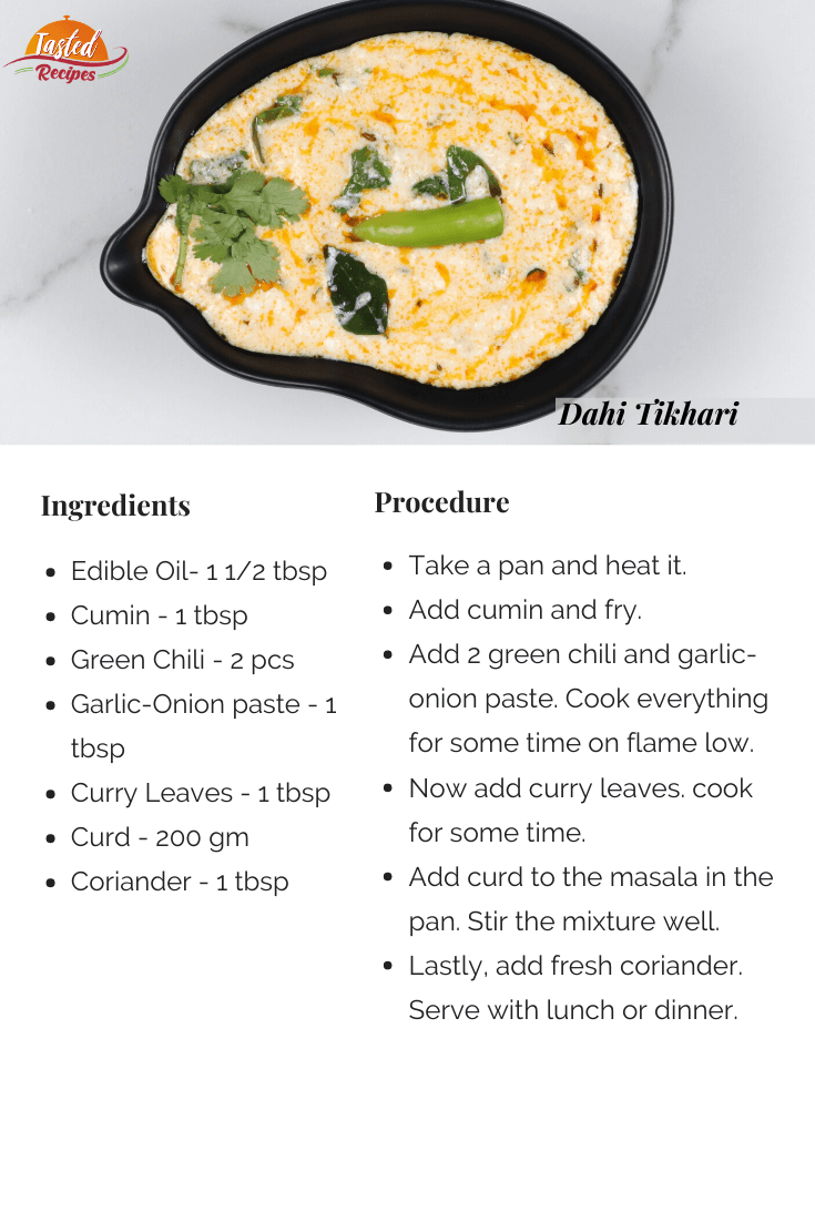 Dahi Tikhari Recipe Card