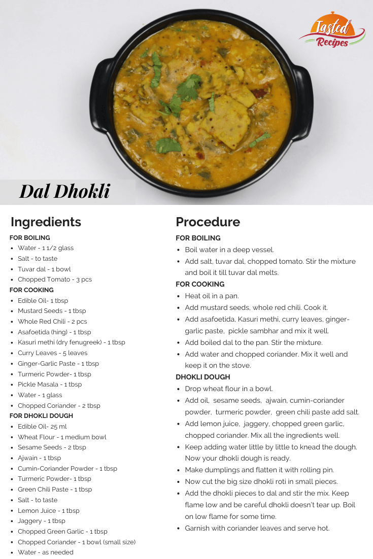 Dal Dhokli Recipe Card