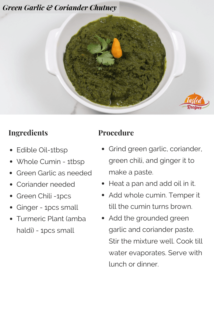 Green Garlic Chutney Recipe Card