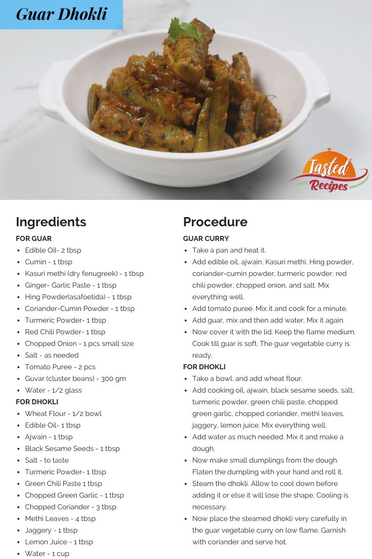 Guar Dhokli Recipe Card