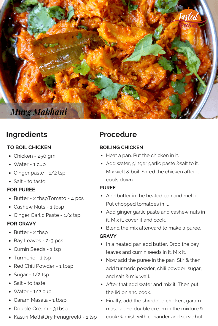 Murg Makhani Recipe Card