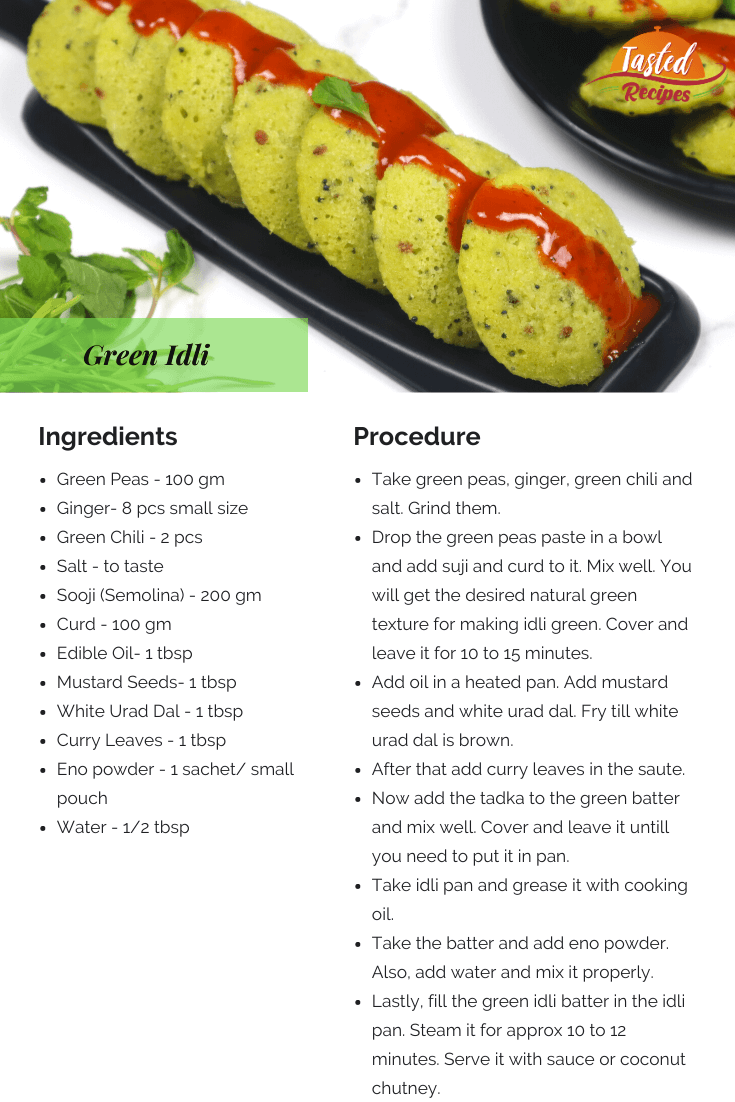 Green Idli Recipe Card