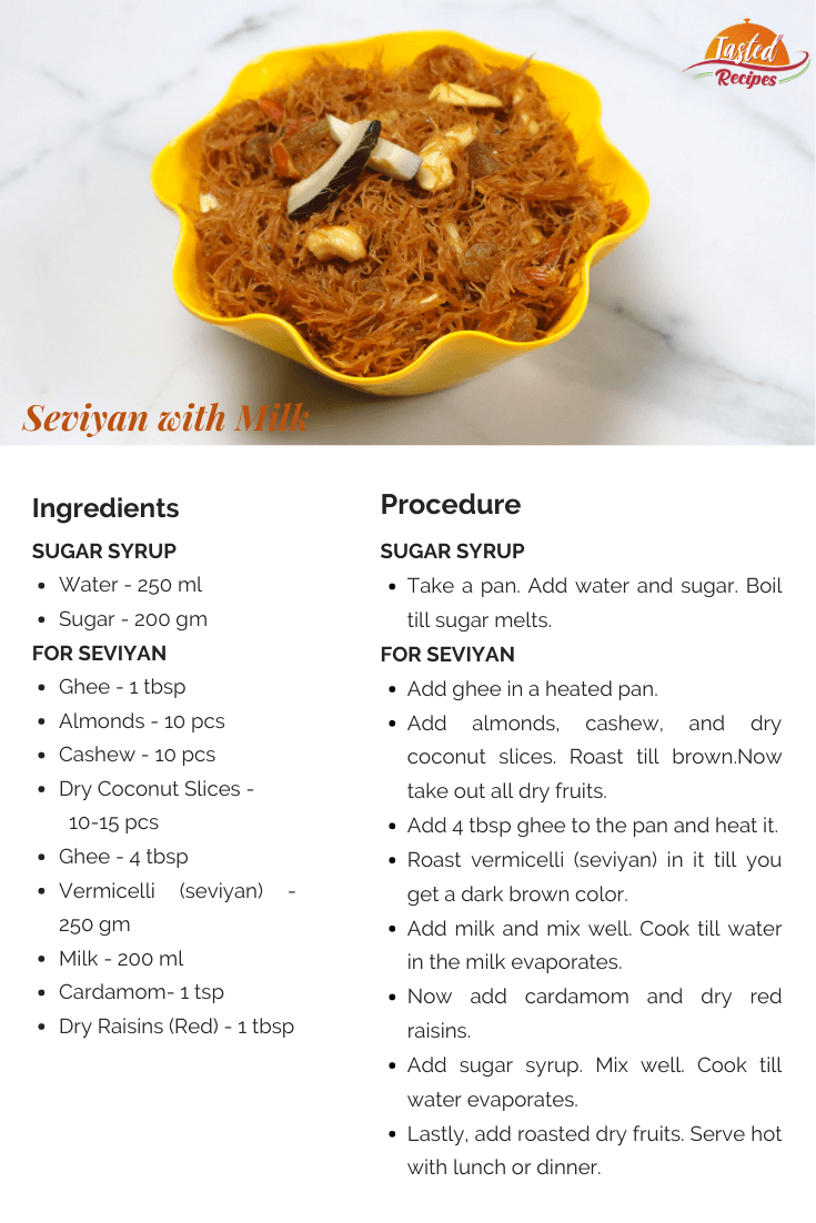 Meethi Seviyan Recipe Card