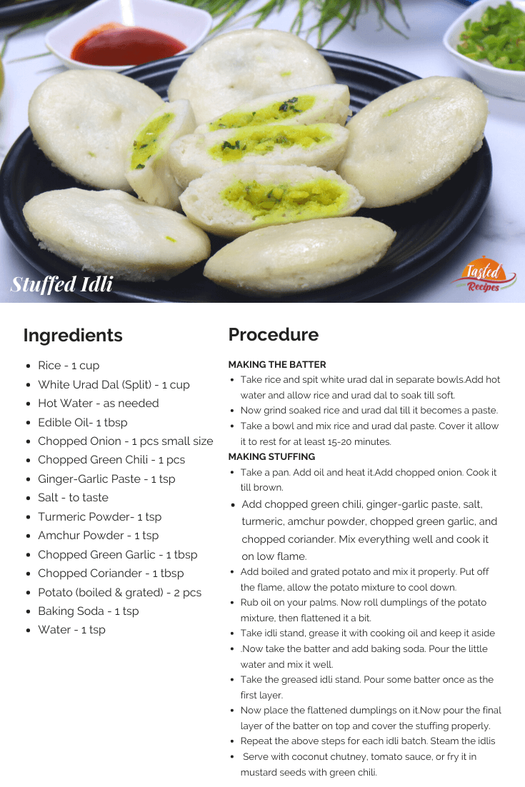 Stuffed Idli Recipe Card