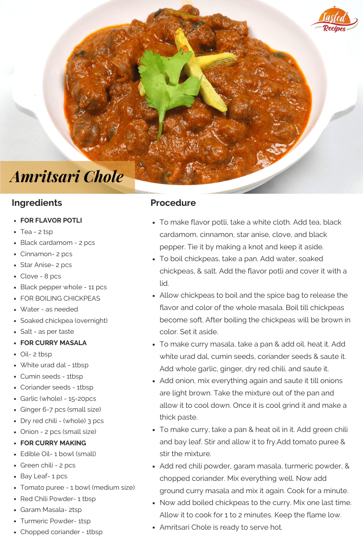 amritsari chole recipe card
