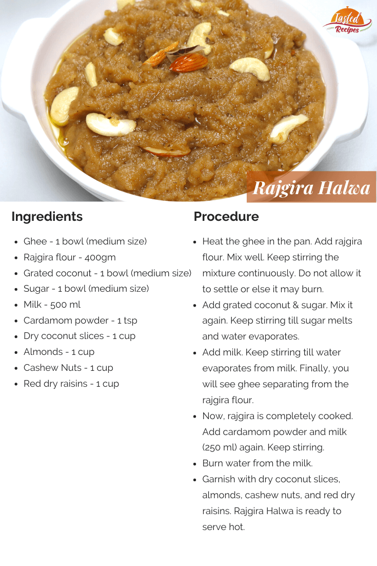 rajgira halwa recipe card