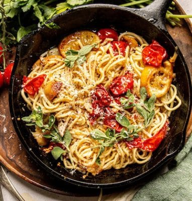 roasted garlic pantry pasta