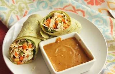 the spinach wrap with peanut sauce