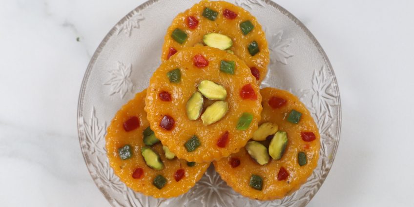 mango cupcake burfi