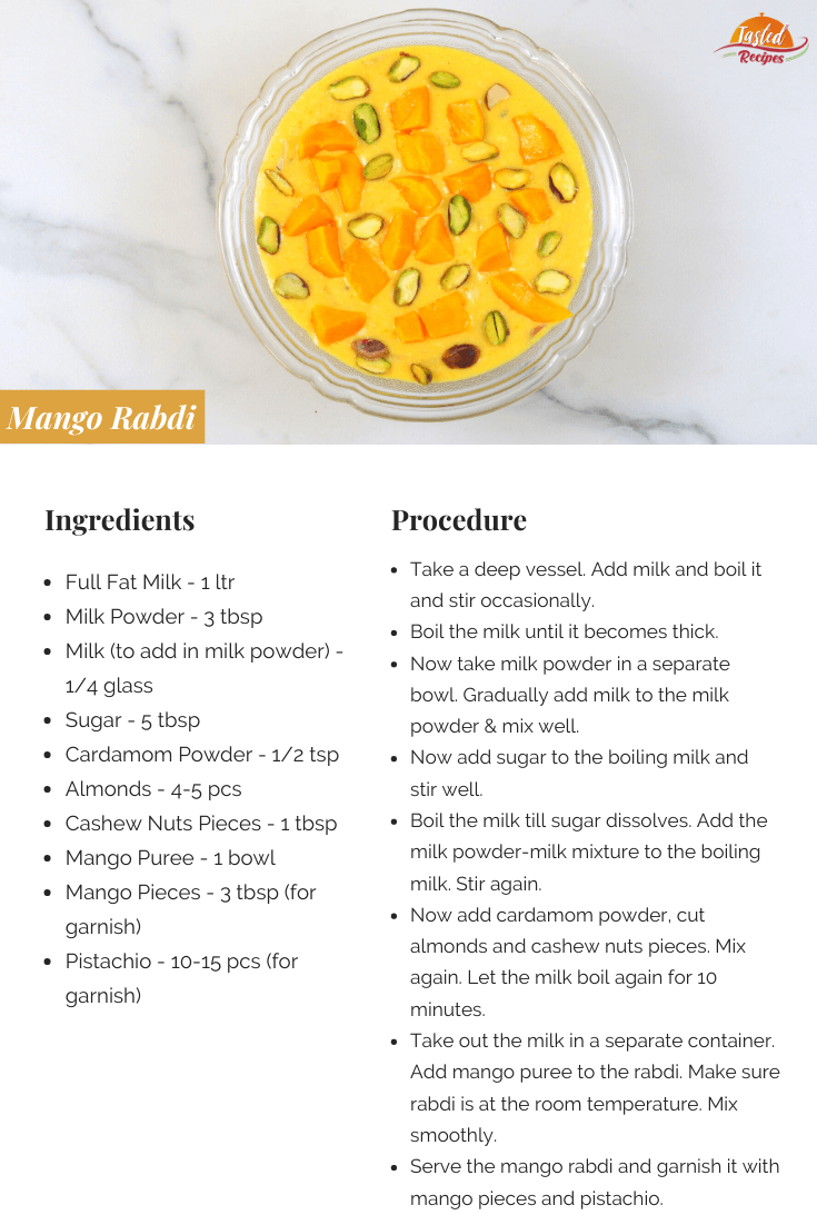 mango rabdi recipe card