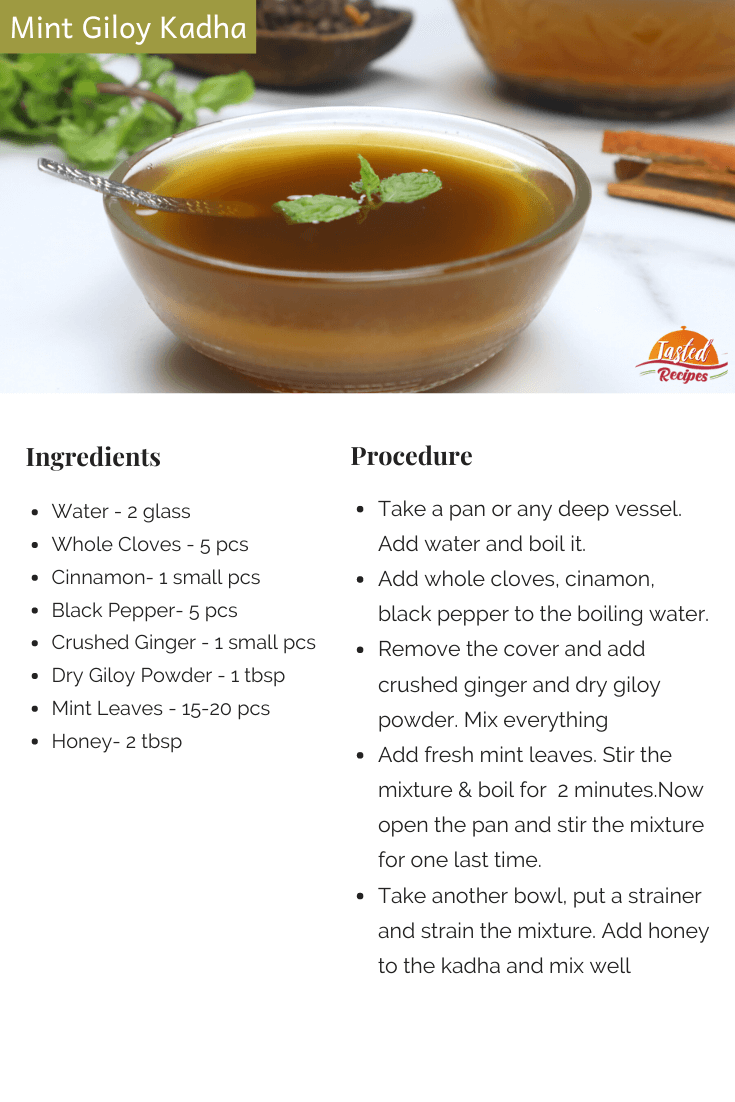 mint giloy kadha recipe card