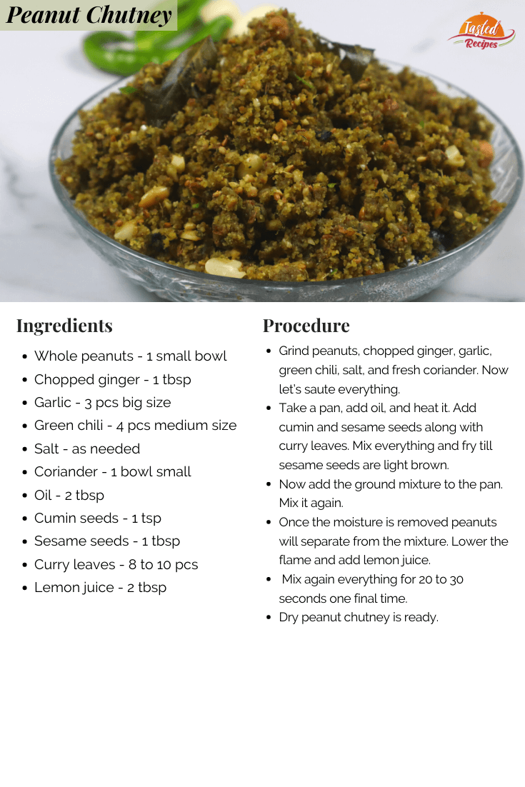 peanut chutney recipe card