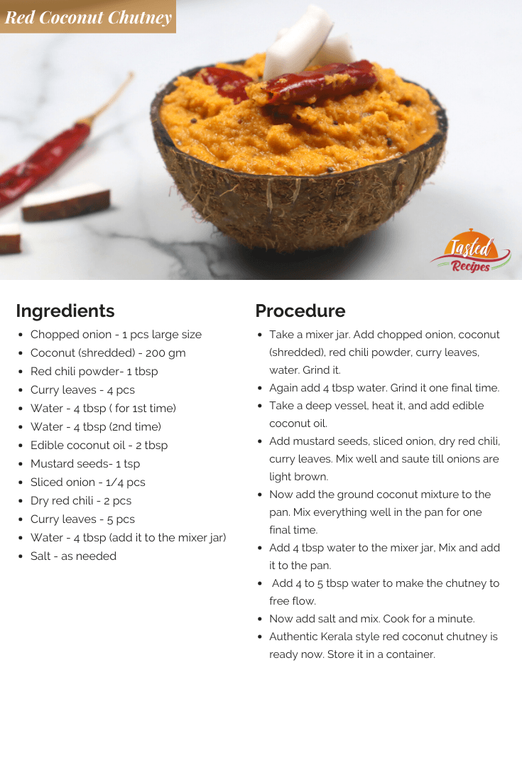 red coconut chutney recipe card