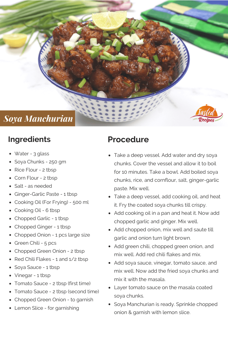soya manchurian recipe card