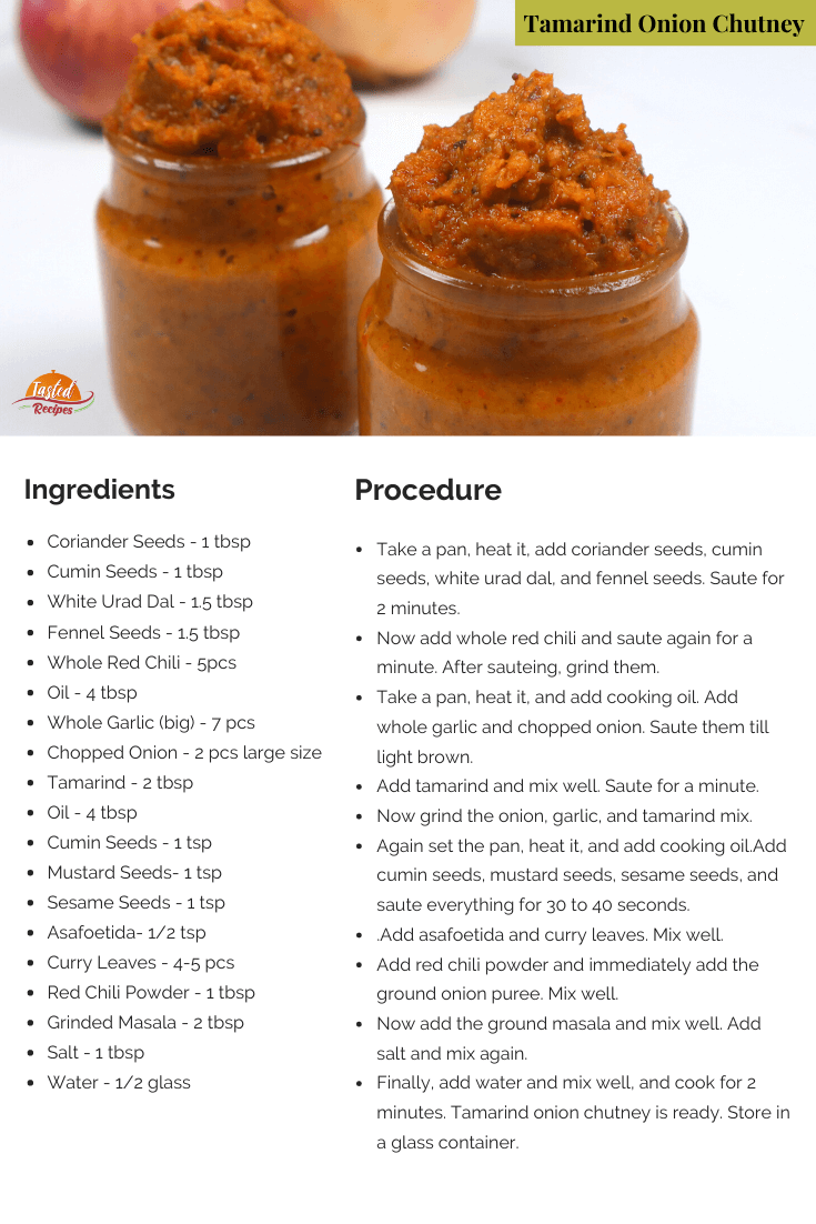 tamarind onion chutney recipe card