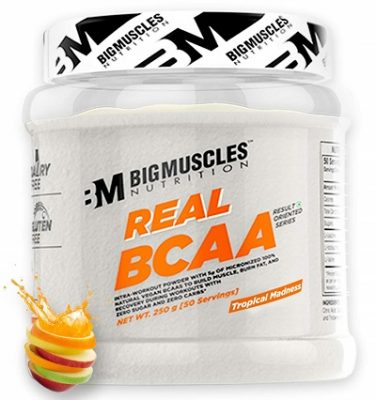 Bigmuscles Nutrition Real BCAA [50 Servings, Tropical Madness] -100% Micronized Vegan, Muscle Recovery & Endurance BCAA Powder, 5 Grams of Amino Acids, Keto Friendly, Caffeine Free