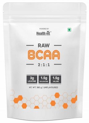 HealthVit Pure Series Raw BCAA 6000mg 211 with Leucine, Isoleucine, Valine Powder -180 gm Unflavoured