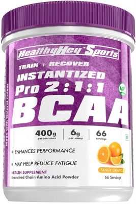 HealthyHey Sports BCAA Powder Instantized 211, Branched Chain Amino Acids - 66 Servings (Mango Candy, 400 g)