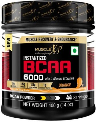 MuscleXP Instantized BCAA 6000 with L-Alanine & Taurine - 400g (14 Oz) Orange - 44 Servings
