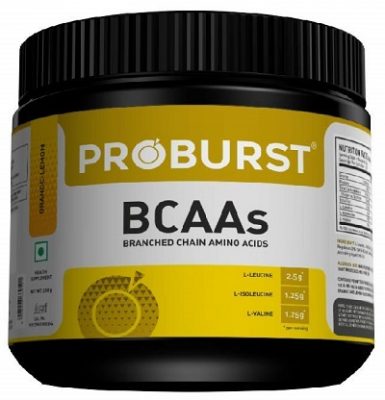 Proburst 100% Pure BCAA Powder Supplement For Pre , Post or Intra Workout 250gm - Orange Lemon
