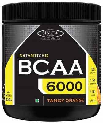 Sinew Nutrition Instantized BCAA 211, 200gm0.44lb (Tangy Orange) - 25 Servings
