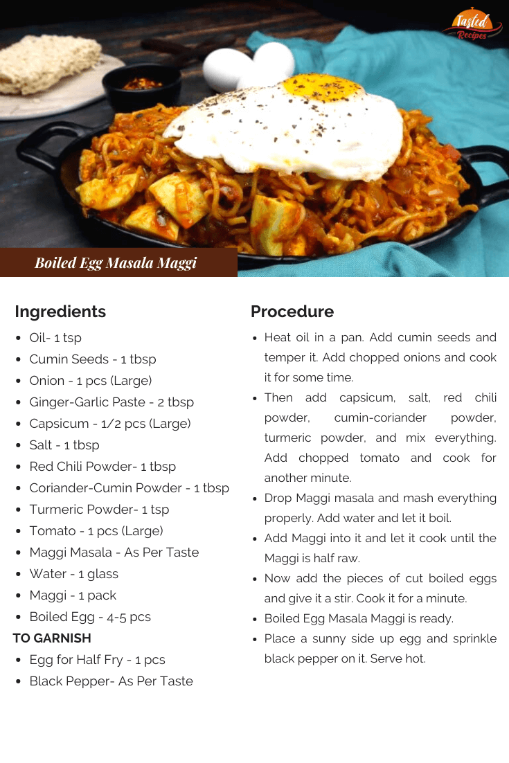 Boiled Egg Masala Maggi Recipe Card