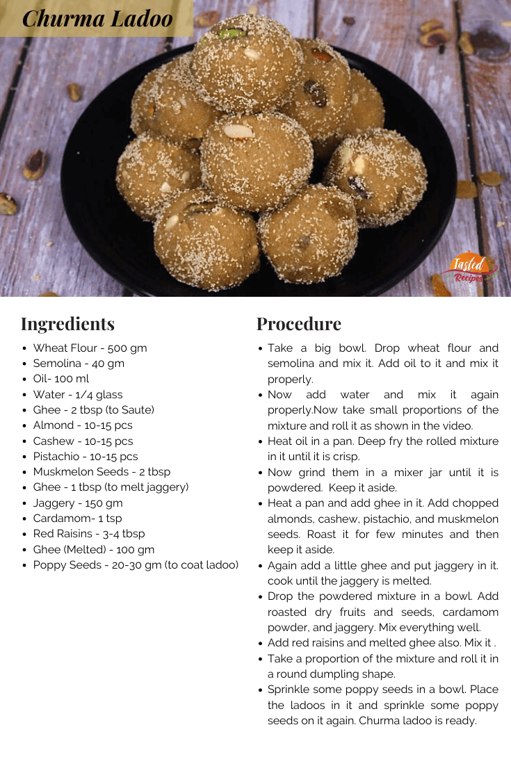 Churma Ladoo Recipe Card