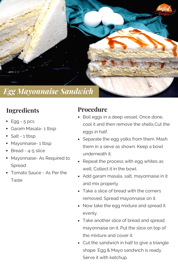 Egg Mayonnaise Sandwich Recipe Card
