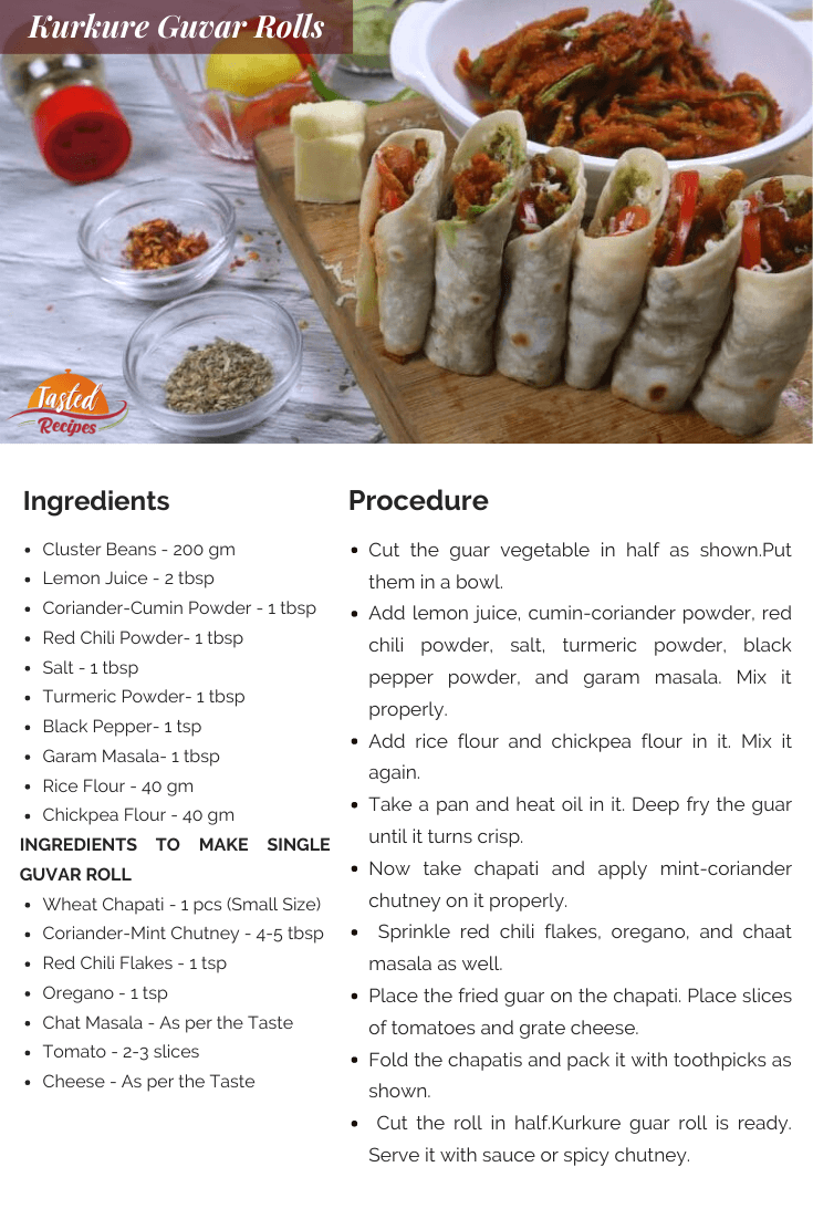 Kurkure Guvar Rolls Recipe Card