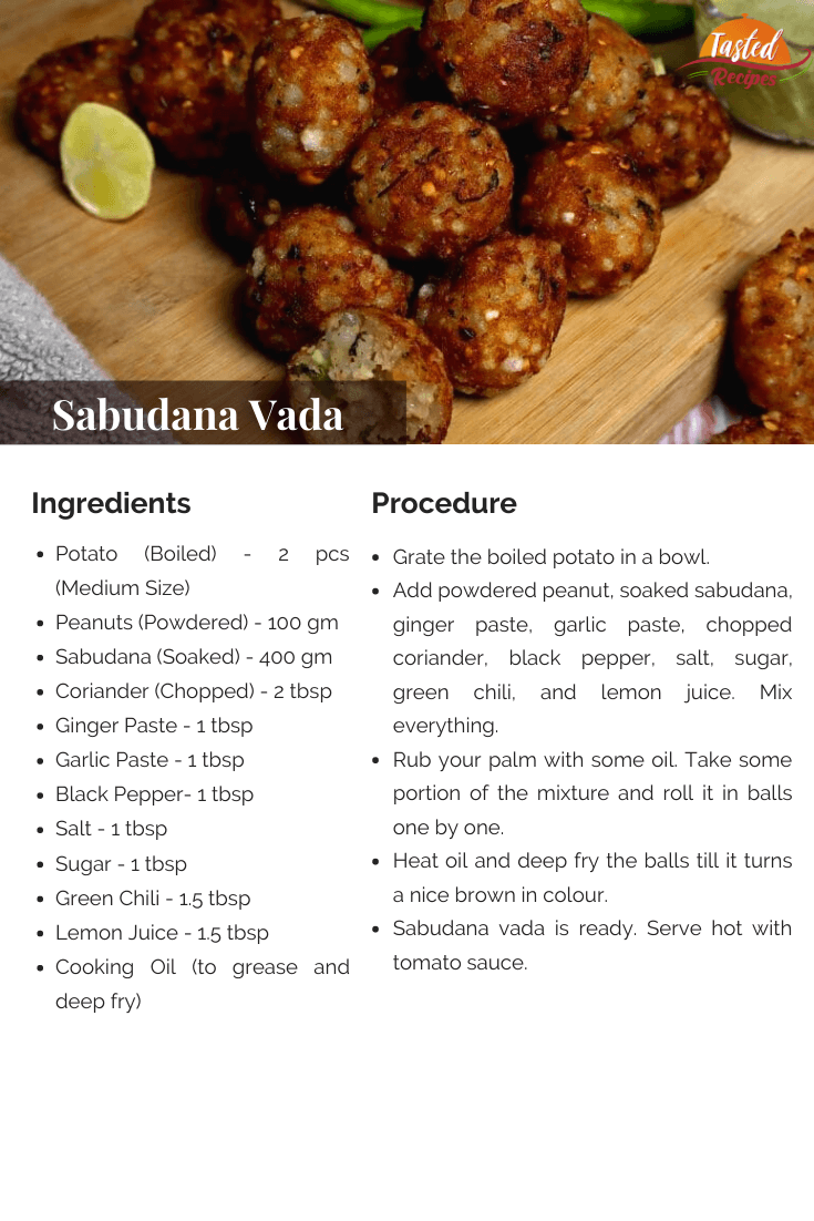 Sabudana Vada Recipe Card