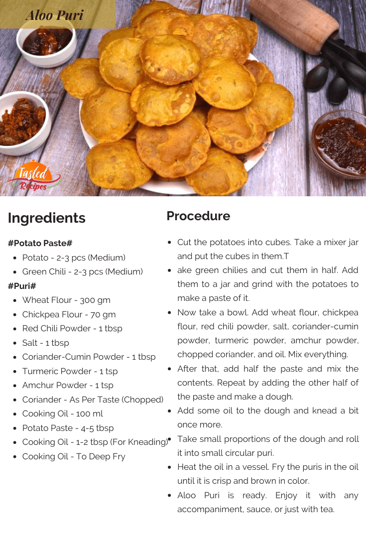 Aloo Puri Recipe Card