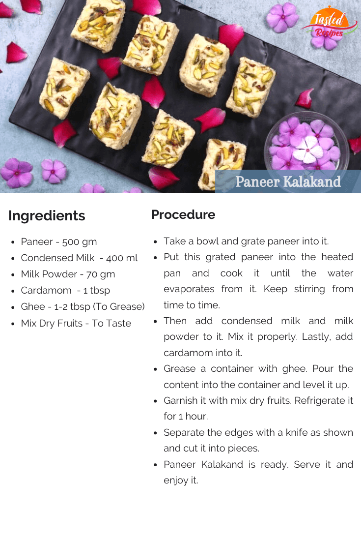 Paneer Kalakand Recipe Card