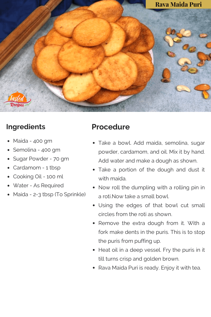 Rava Maida Puri Recipe Card